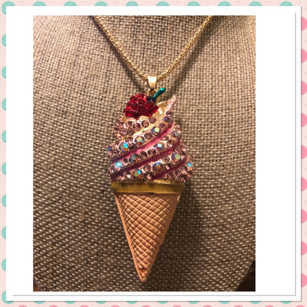 Bling Bling! Ice Cream Cone Necklace 🍦💕🍦 - Picture 2 of 3